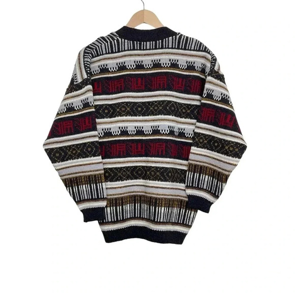 Sweaters Of Ireland Button Front Wool Multi Print Cardigan Medium - Picture 3 of 7